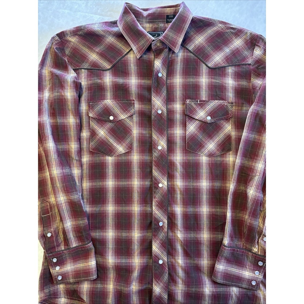 Roper Shirt Mens Size XL Pearl Snap Plaid Embroidered Cowboy Western Rancher